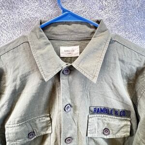 Ramble & Co Olive Green Cotton Utility Jacket XL Gorpcore Boho Military Unisex